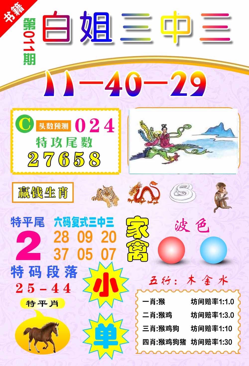 011期澳门白姐锦囊[图]