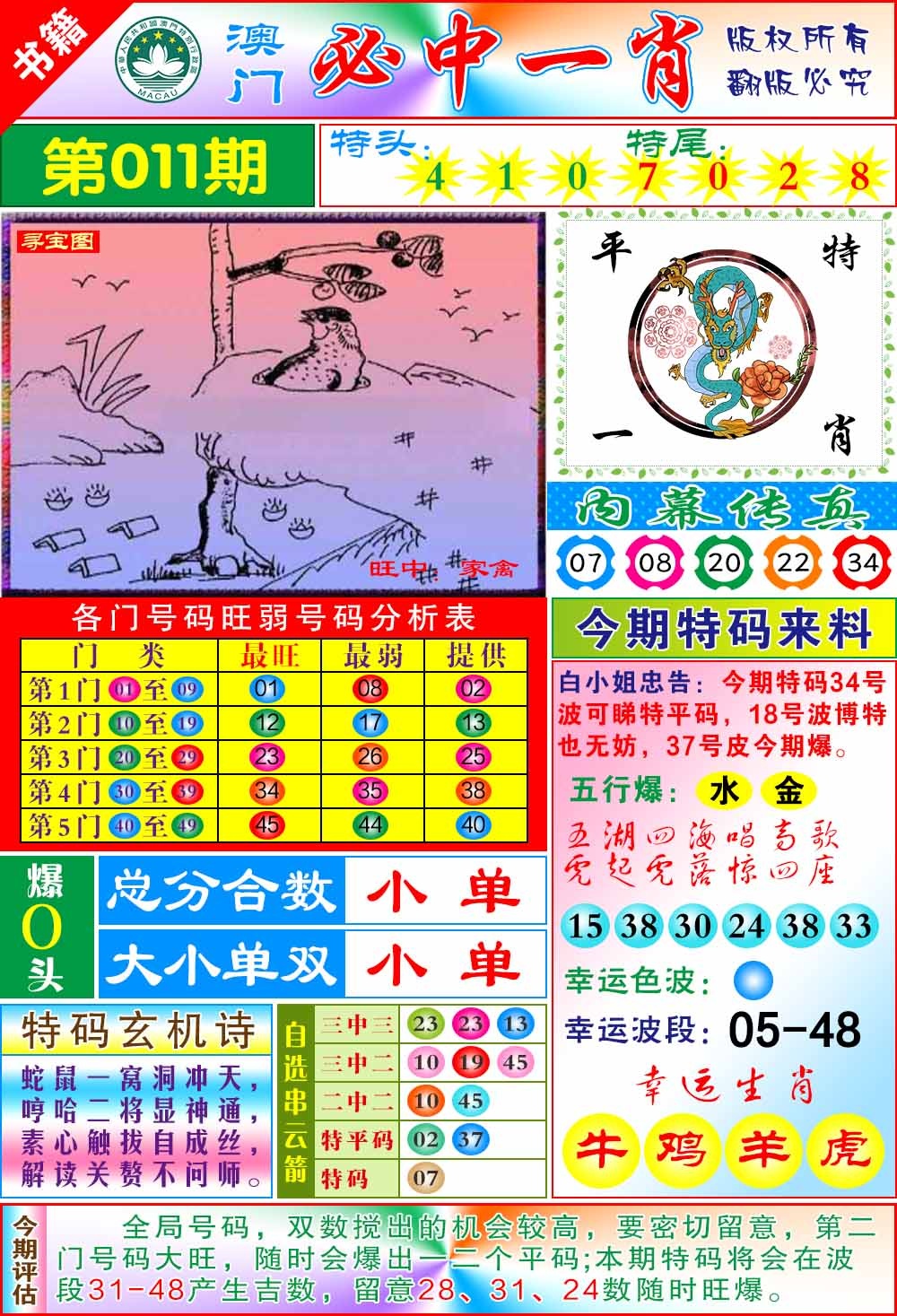 011期澳门玄机一特[图]