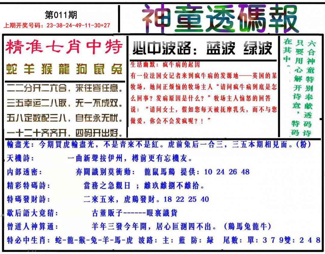 011期神童透码报[图]