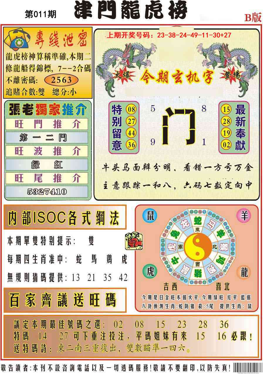 011期津门龙虎榜B[图]