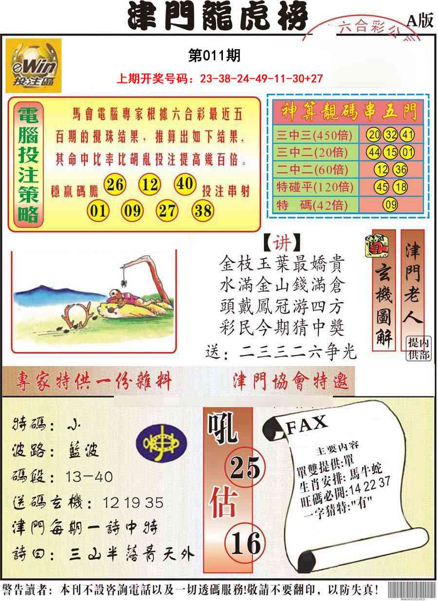 011期津门龙虎榜A[图]