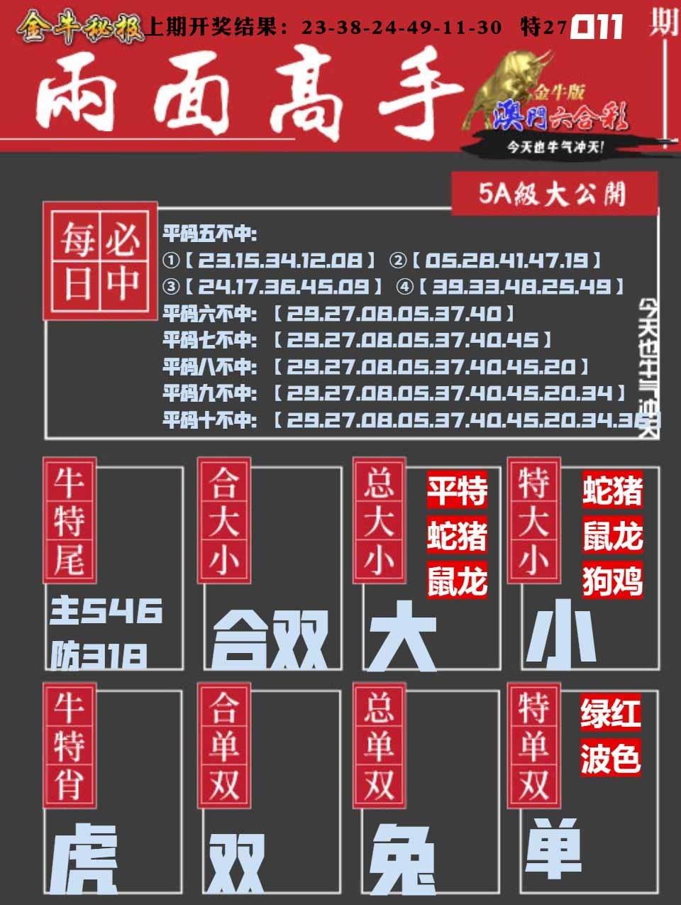 011期金牛两面高手[图]