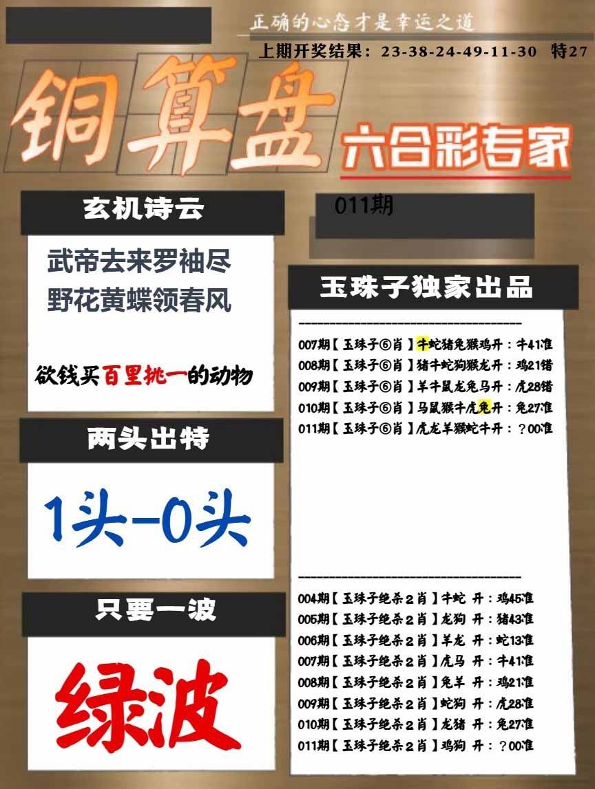 011期白小姐心水[图]